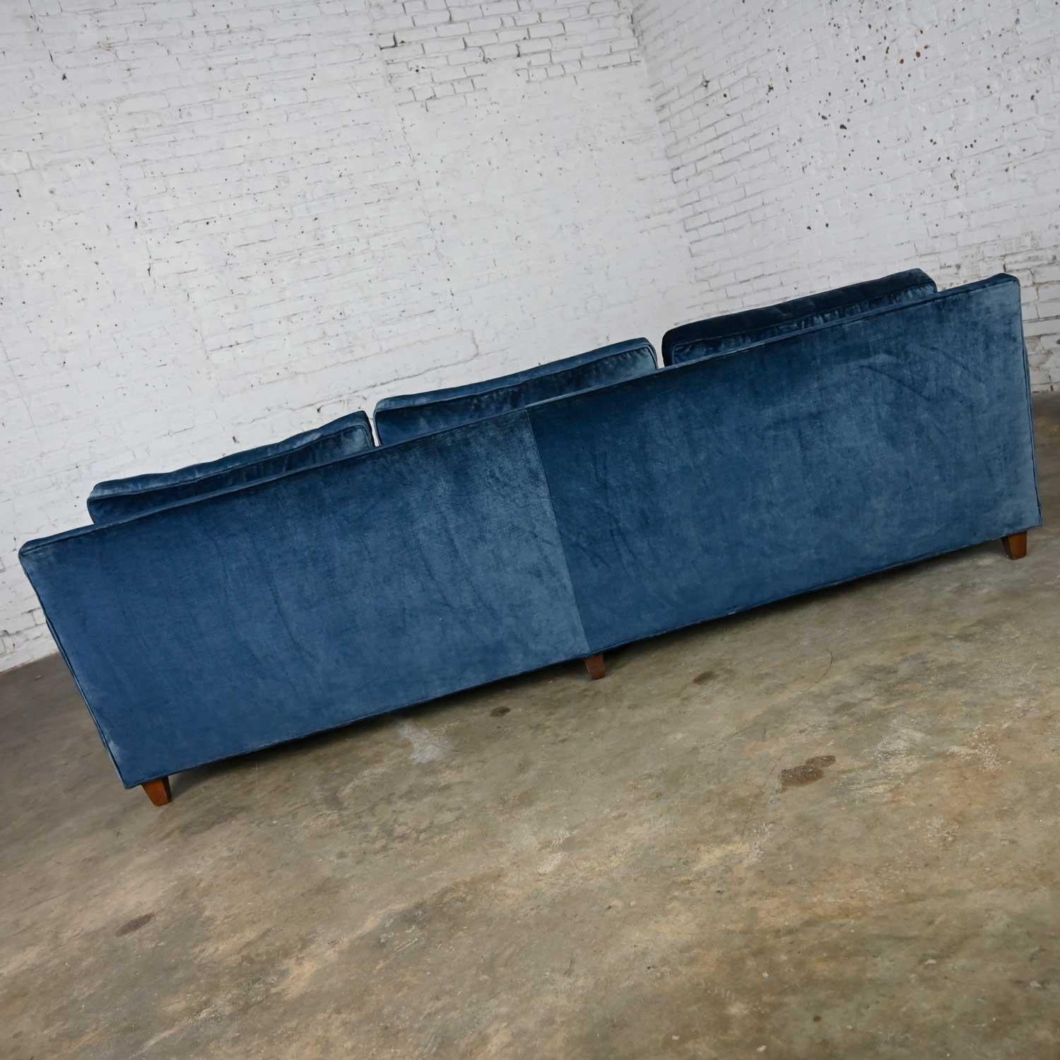 Vintage Baker Lawson Style Low Profile Sofa in Bellagio Cobalt Fabric by Fabricu 1