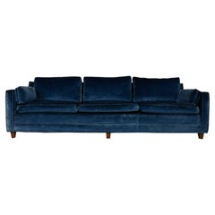 Vintage Baker Lawson Style Low Profile Sofa in Bellagio Cobalt Fabric by Fabricu