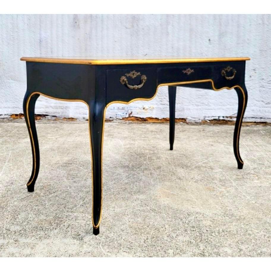 Vintage Baker Leather Top Writing Desk In Excellent Condition In west palm beach, FL