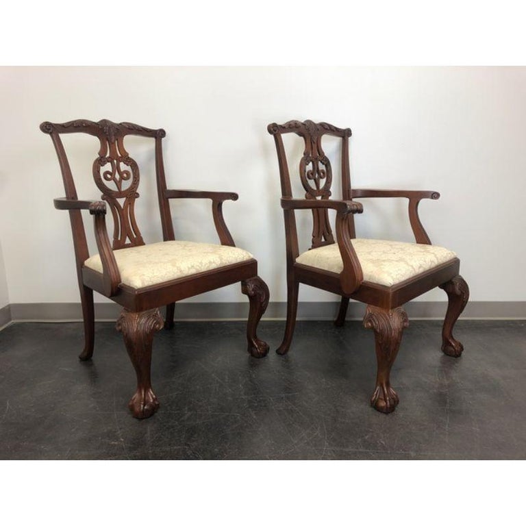 American BAKER Mahogany Chippendale Ball in Claw Dining Armchairs - Pair For Sale