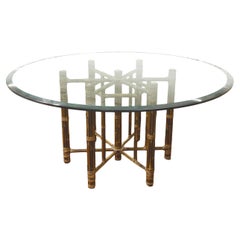 Table de salle à manger ronde Vintage Baker-Mcguire Furniture Organic Bamboo & Leather Base Round Dining Table