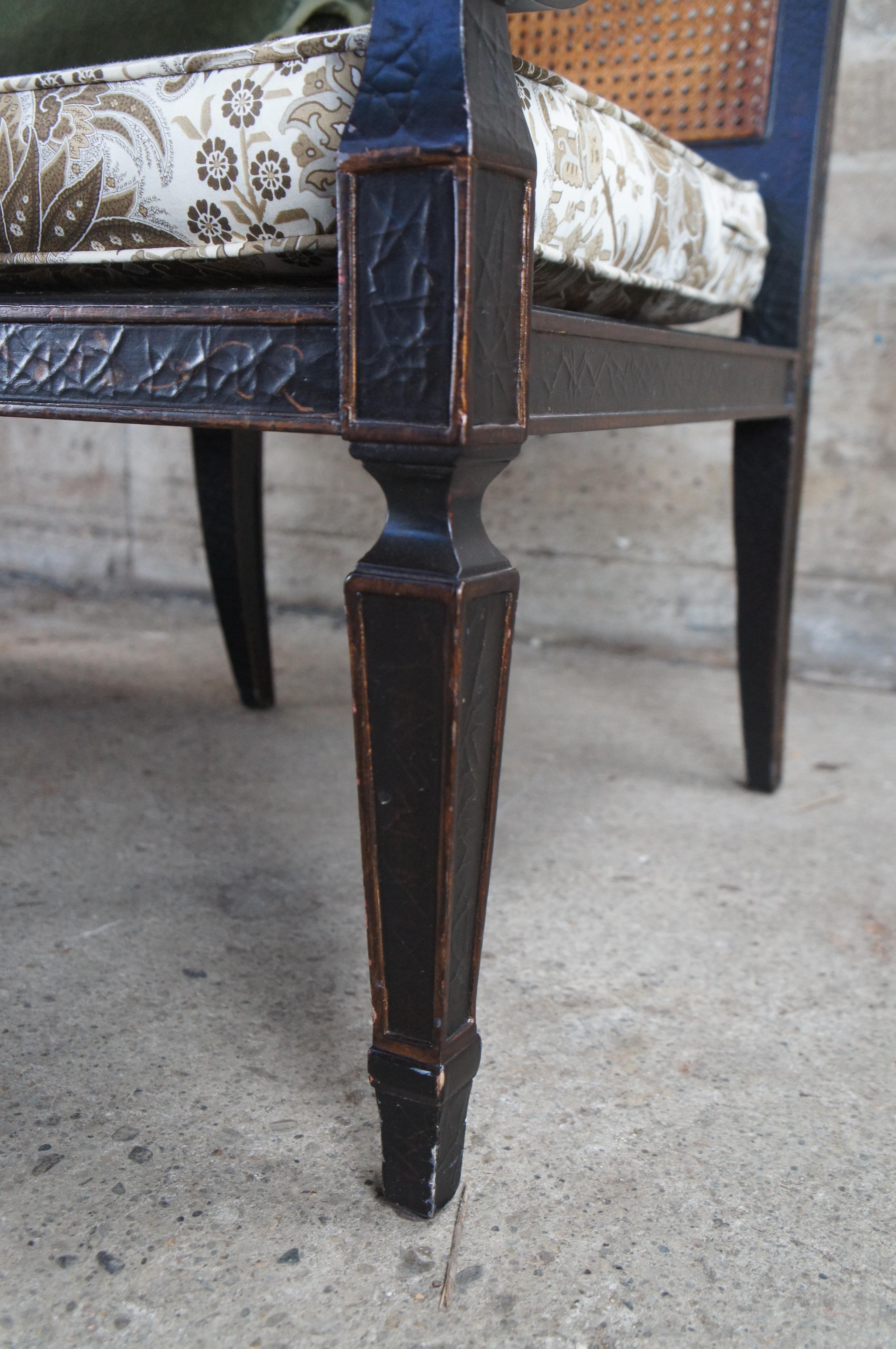 Vintage Baker Milling Road Chinoiserie lackiert & Caned Settee Loveseat Bench im Angebot 4