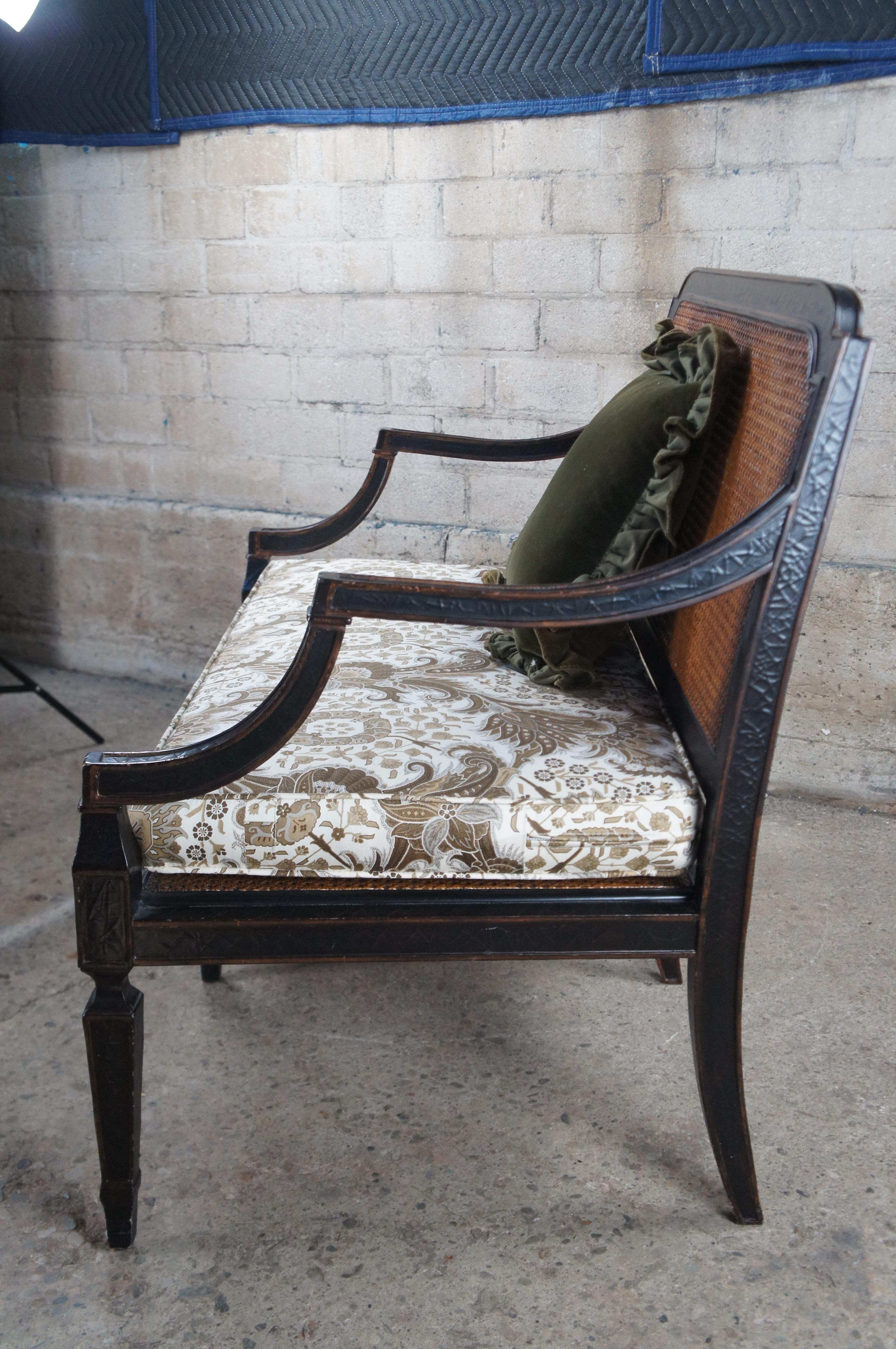 Vintage Baker Milling Road Chinoiserie lackiert & Caned Settee Loveseat Bench im Angebot 5