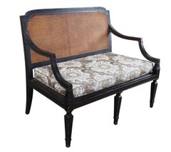 Vintage Baker Milling Road Chinoiserie Lacquered & Caned Settee Loveseat Bench