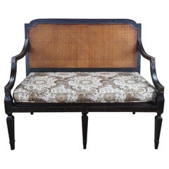 Vintage Baker Milling Road Chinoiserie lackiert & Caned Settee Loveseat Bench