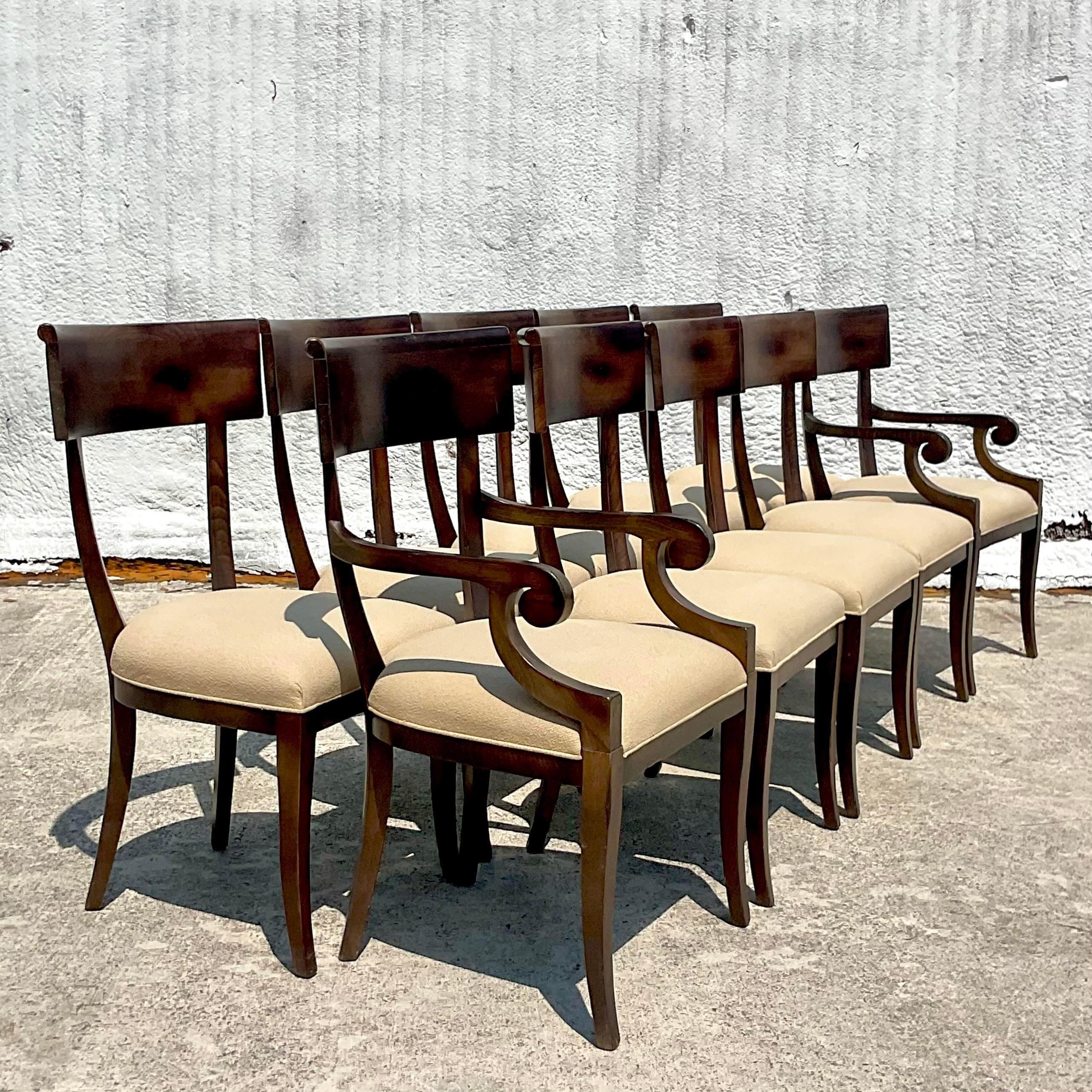 Vintage Baker Milling Road Klismos Chairs, Set of 10 In Good Condition In West Palm Beach, FL