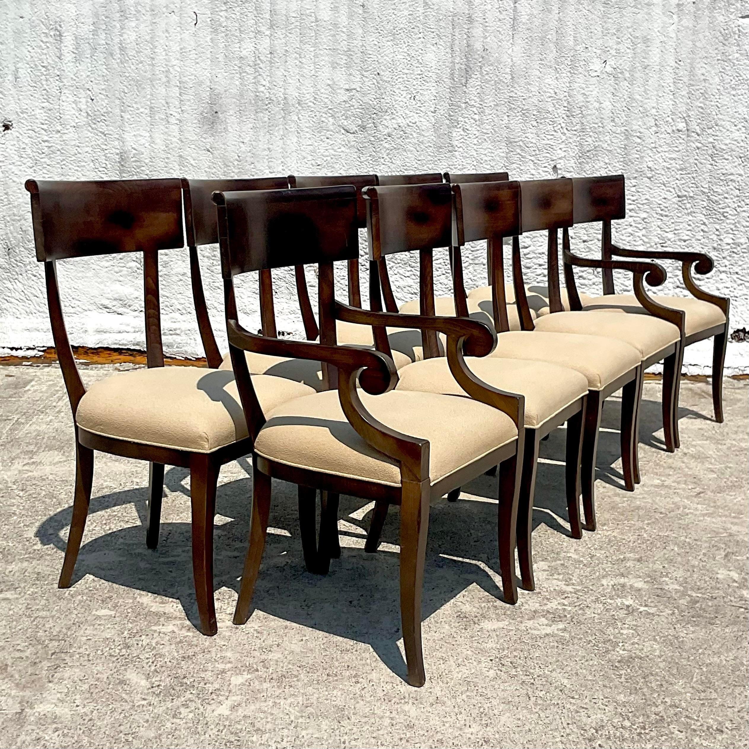 Vintage Baker Milling Road Klismos Chairs, Set of 10 1