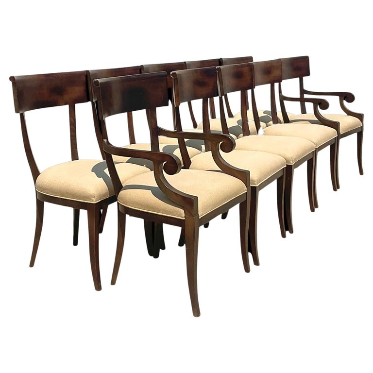 Vintage Baker Milling Road Klismos Chairs Set of 10 For Sale at 1stDibs