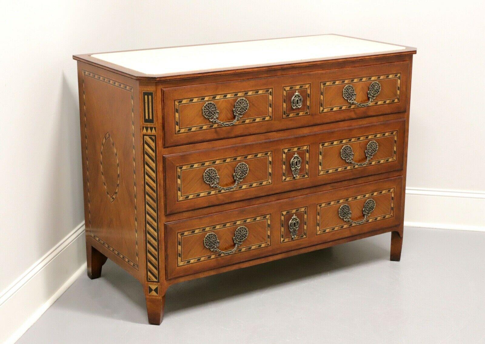 BAKER Neoclassical Walnut Inlaid Marble Top Occasional Chest For Sale 7