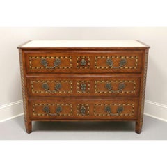 BAKER Neoclassical Walnut Inlaid Marble Top Occasional Chest