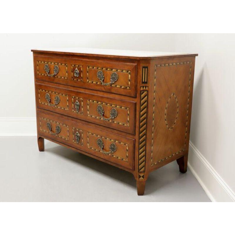 American BAKER Neoclassical Walnut Inlaid Marble Top Occasional Chest For Sale