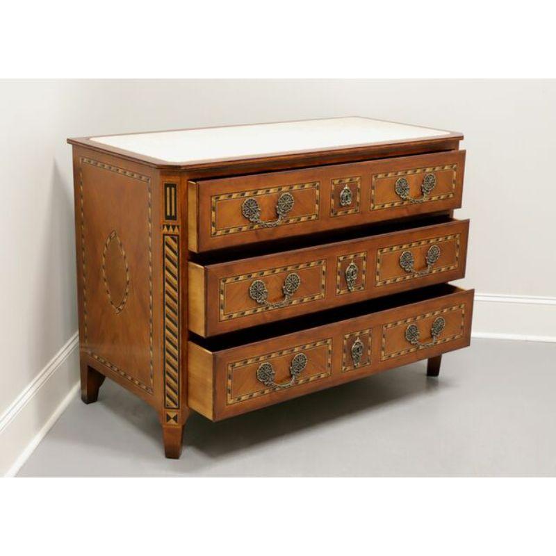 BAKER Neoclassical Walnut Inlaid Marble Top Occasional Chest In Excellent Condition For Sale In Charlotte, NC