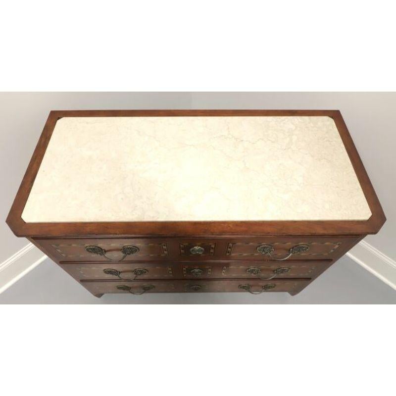 20th Century BAKER Neoclassical Walnut Inlaid Marble Top Occasional Chest For Sale