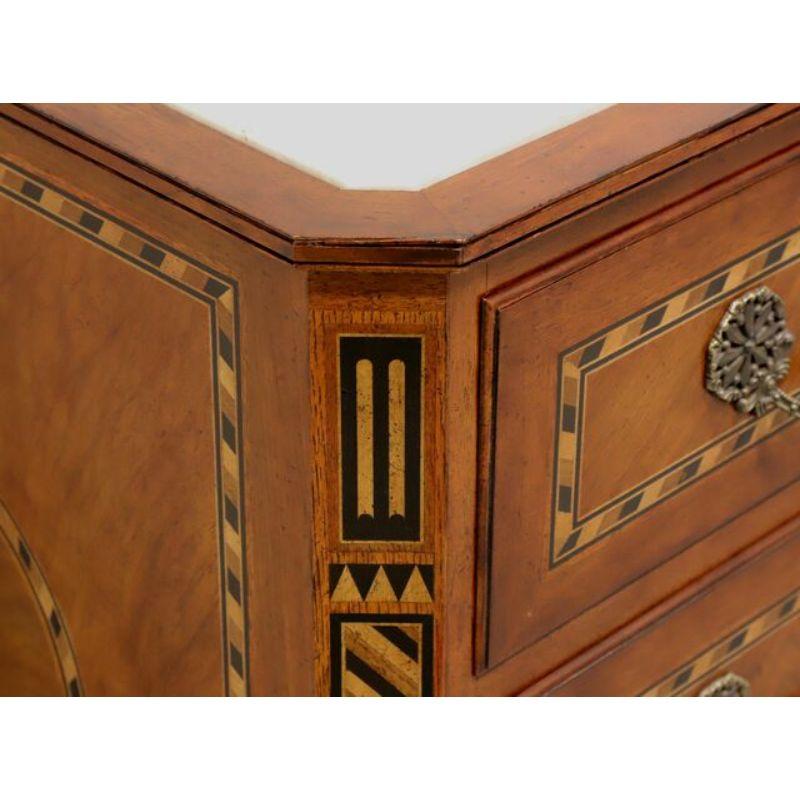 BAKER Neoclassical Walnut Inlaid Marble Top Occasional Chest For Sale 1