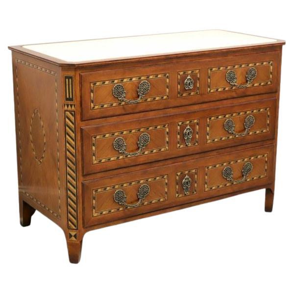 BAKER Neoclassical Walnut Inlaid Marble Top Occasional Chest For Sale
