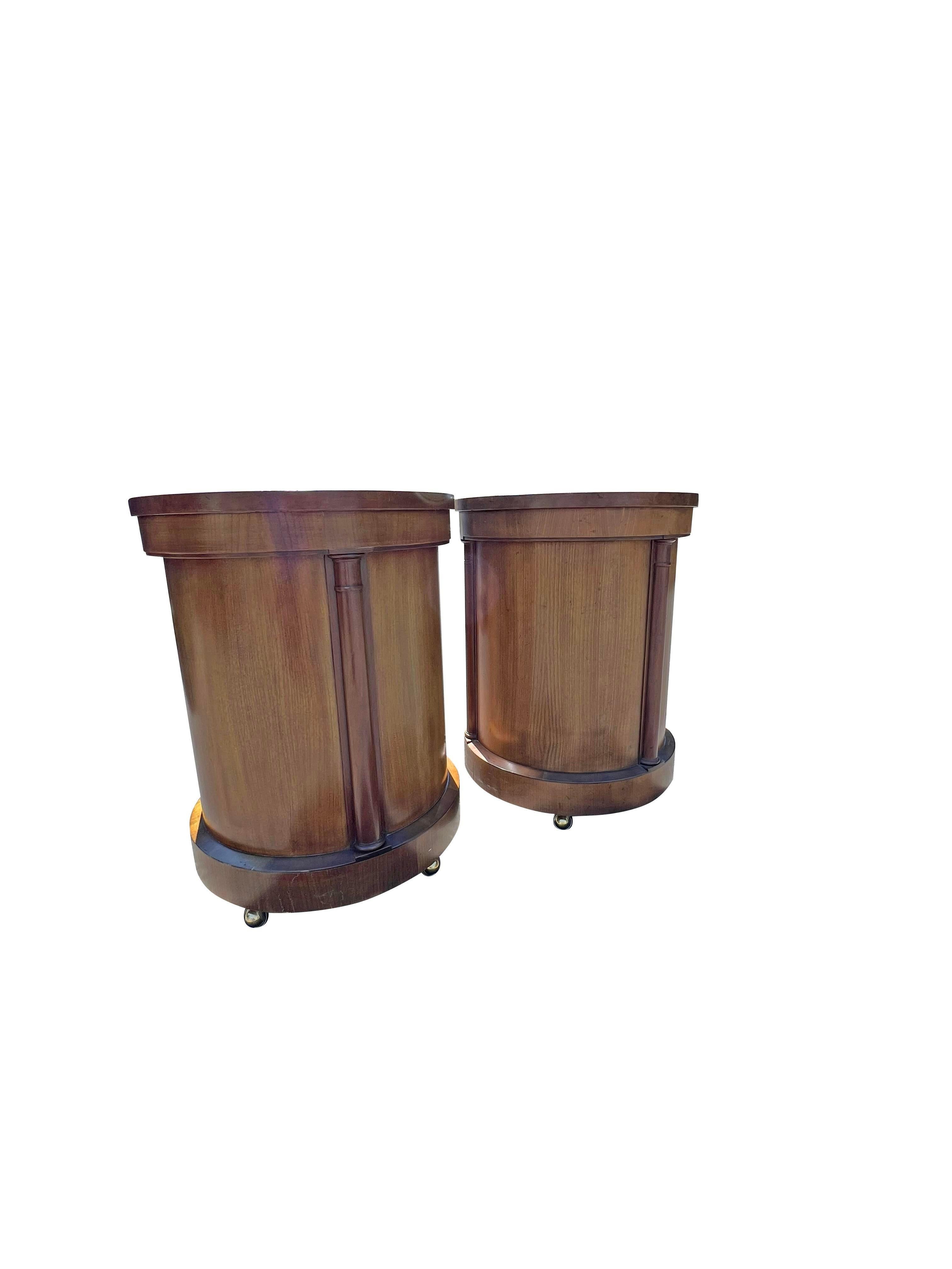 Vintage Baker Nightstands Drum Style With Cabinet Storage - a Pair For Sale 1