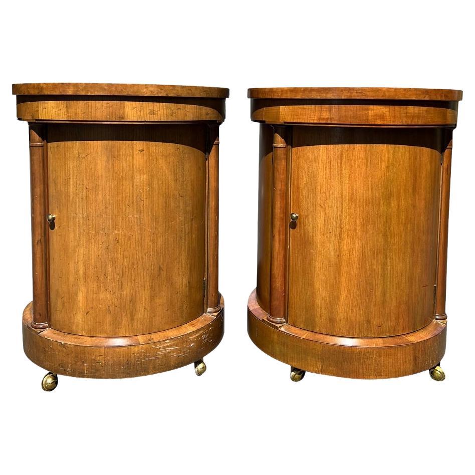 Vintage Baker Nightstands Drum Style With Cabinet Storage - a Pair For Sale