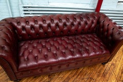 Vintage Baker Oxblood Red Leather Chesterfield Sofa