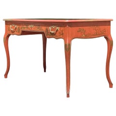 Vintage Baker Red Lacquered Chinoiserie Writing Desk