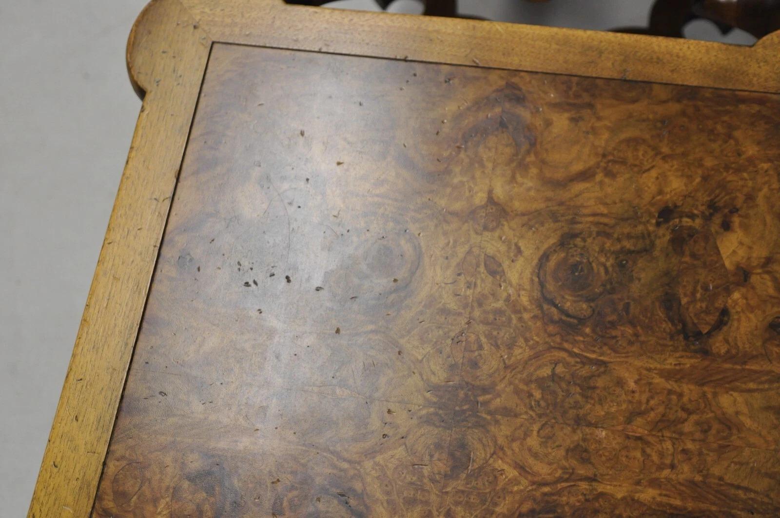 Vintage Baker Regency Style Burlwood Walnut Low Side End Tables - a Pair For Sale 6