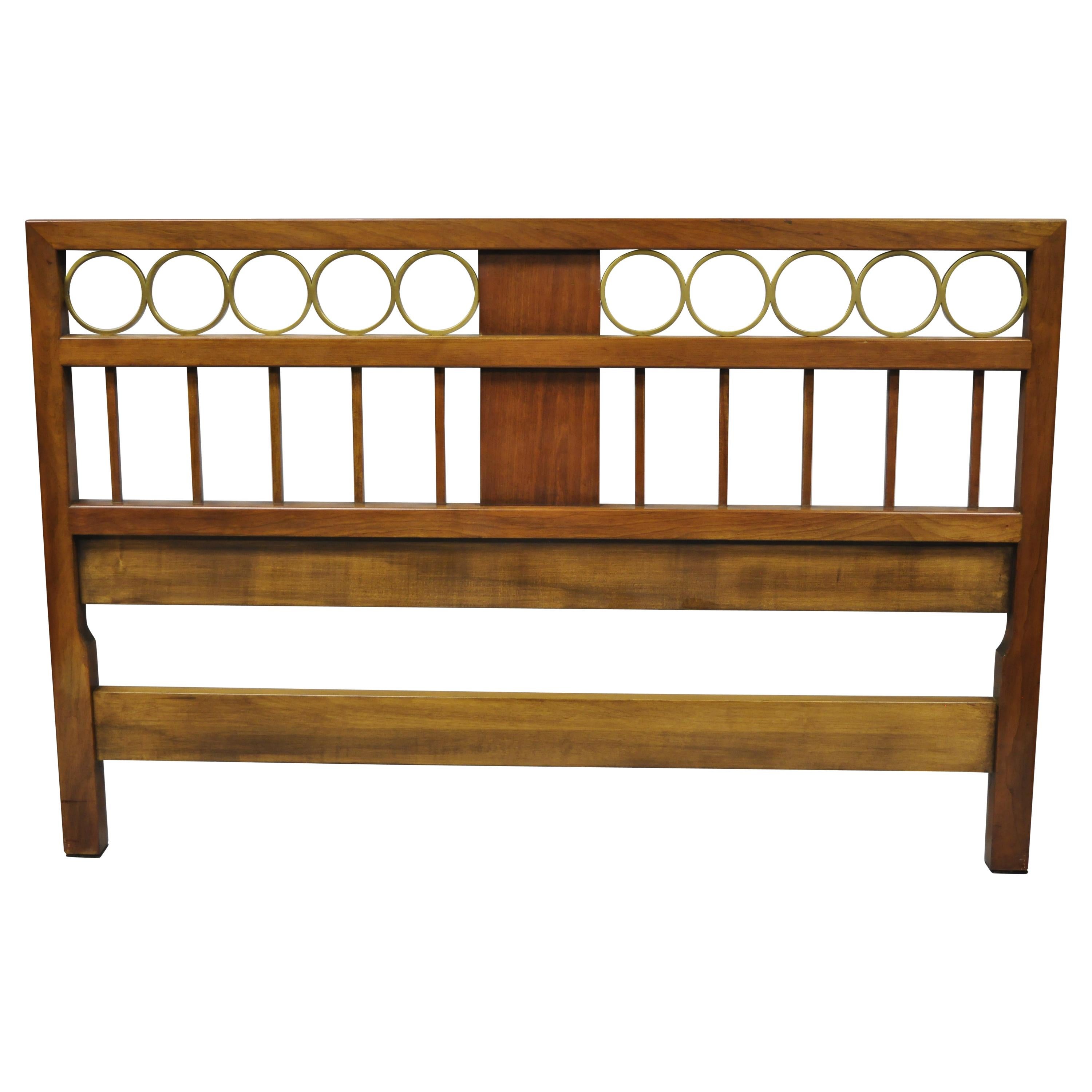 Vintage Baker Regency Style Walnut and Brass Ring Full Size Bed Headboard at 1stDibs headboard