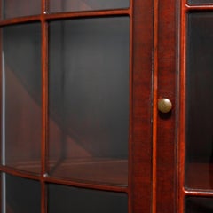 Vintage Baker School Flame Mahogany Corner China Cabinet by Drexel, circa 1940