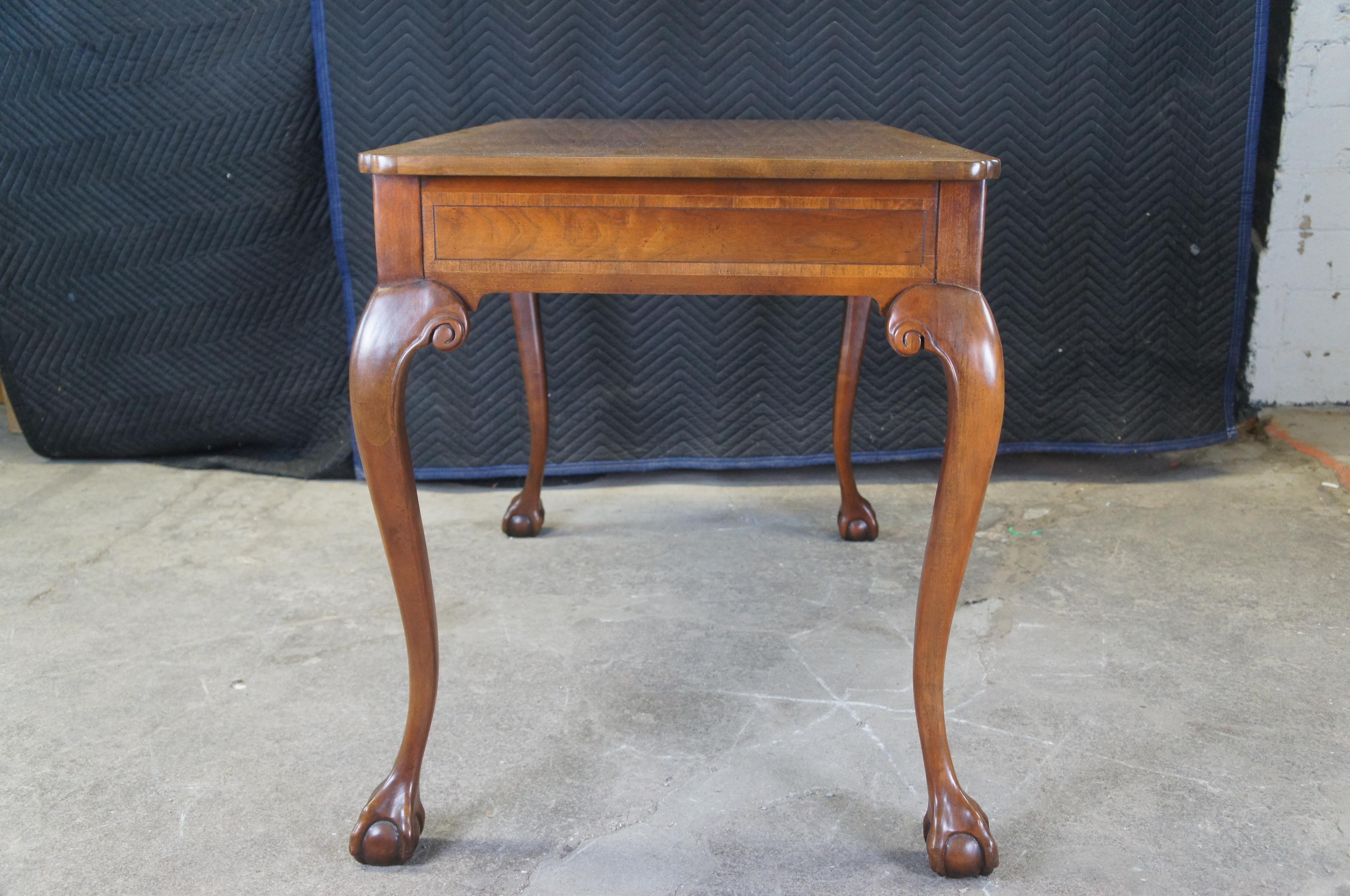 Vintage Baker Stately Homes Chippendale Walnut Writing Desk Ball & Claw Feet 45