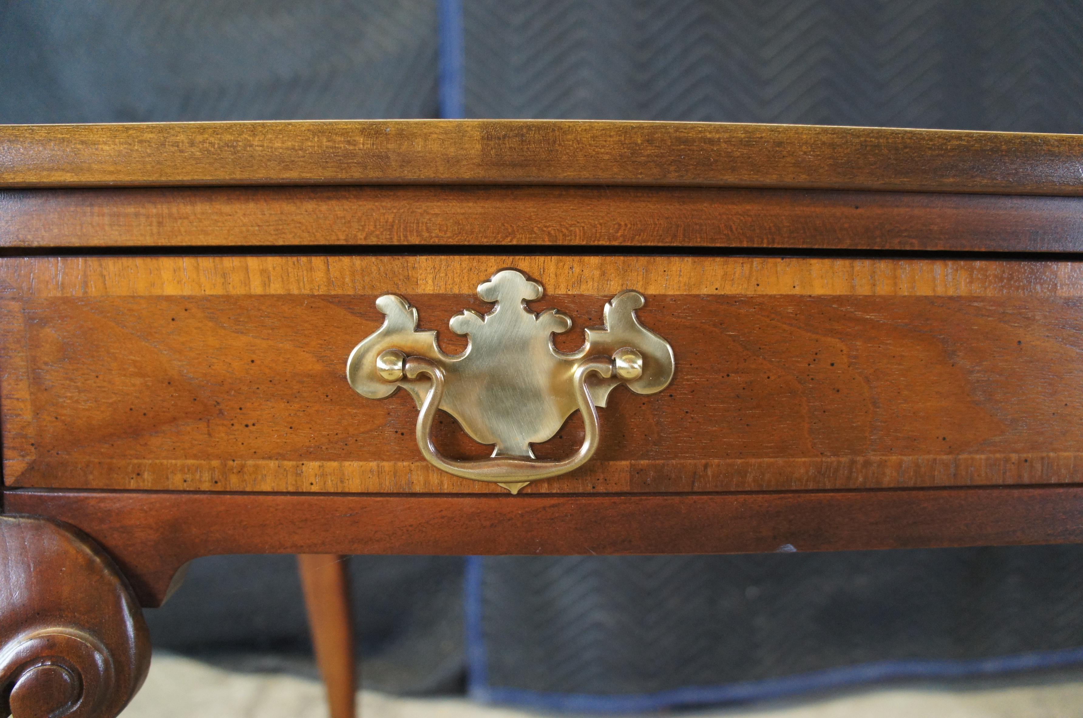 20th Century Vintage Baker Stately Homes Chippendale Walnut Writing Desk Ball & Claw Feet 45