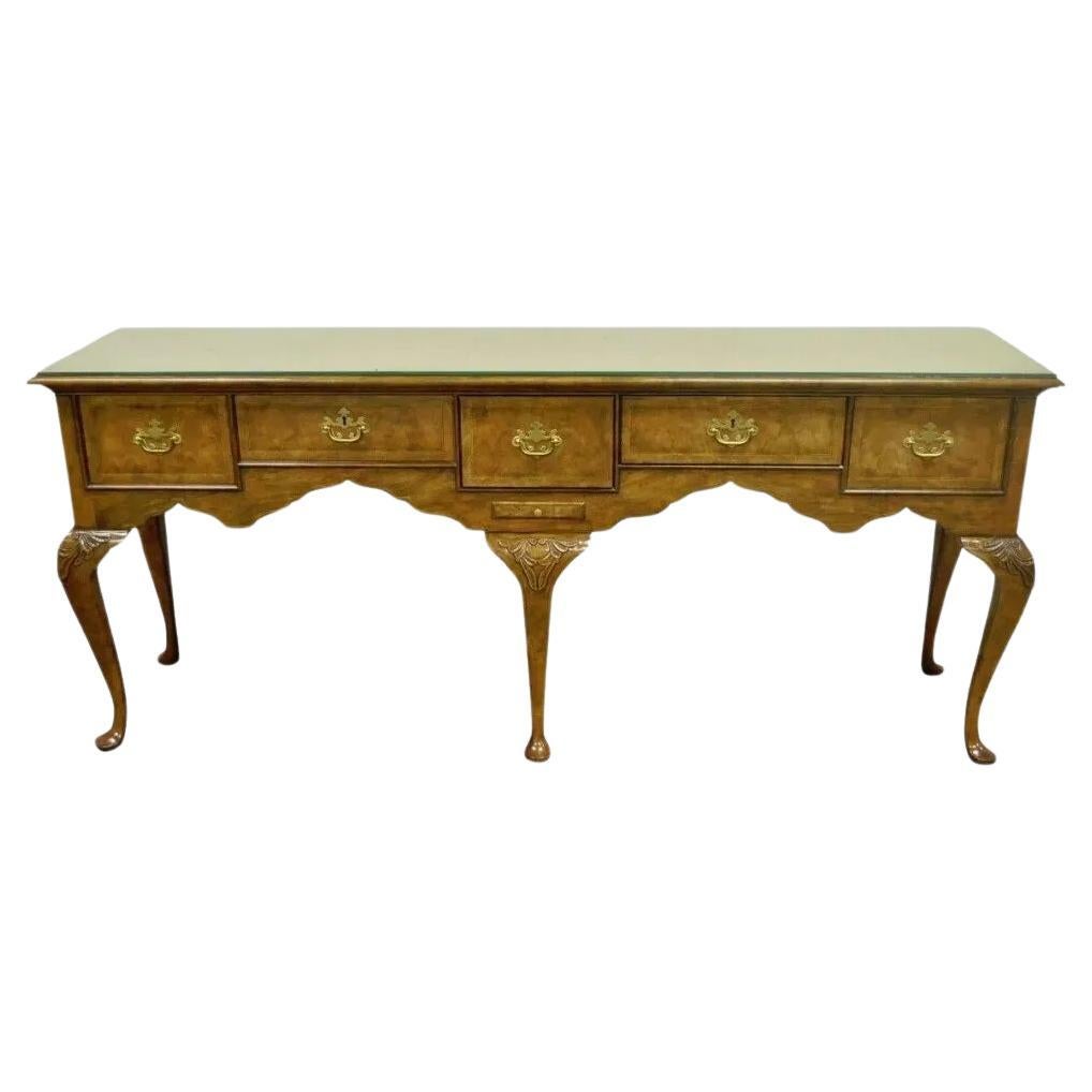 Vintage Baker Stately Homes Queen Anne Burl Walnut Sideboard Huntboard Server