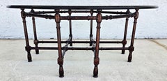 Table basse vintage de style Baker, en imitation bambou couleur écaille de tortue et verre