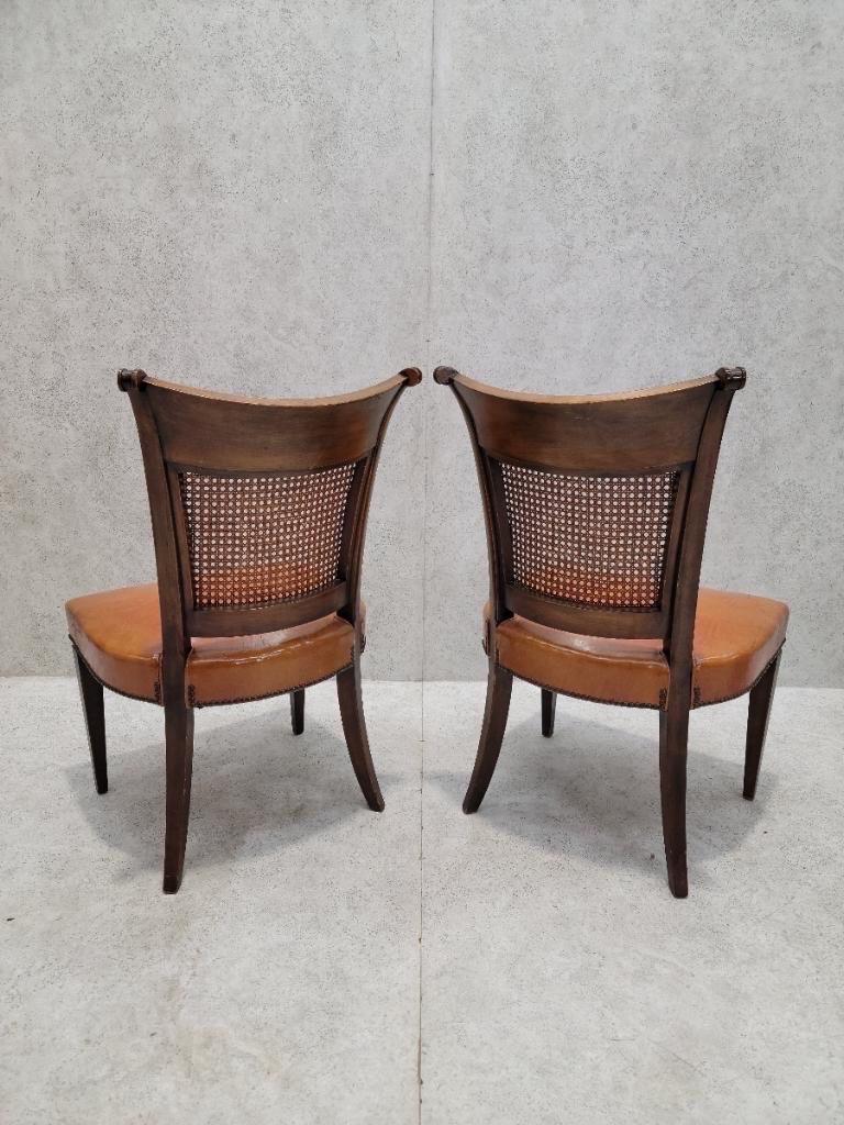 Vintage Baker Wicker and Leather Dining Chairs - Set of 6 2