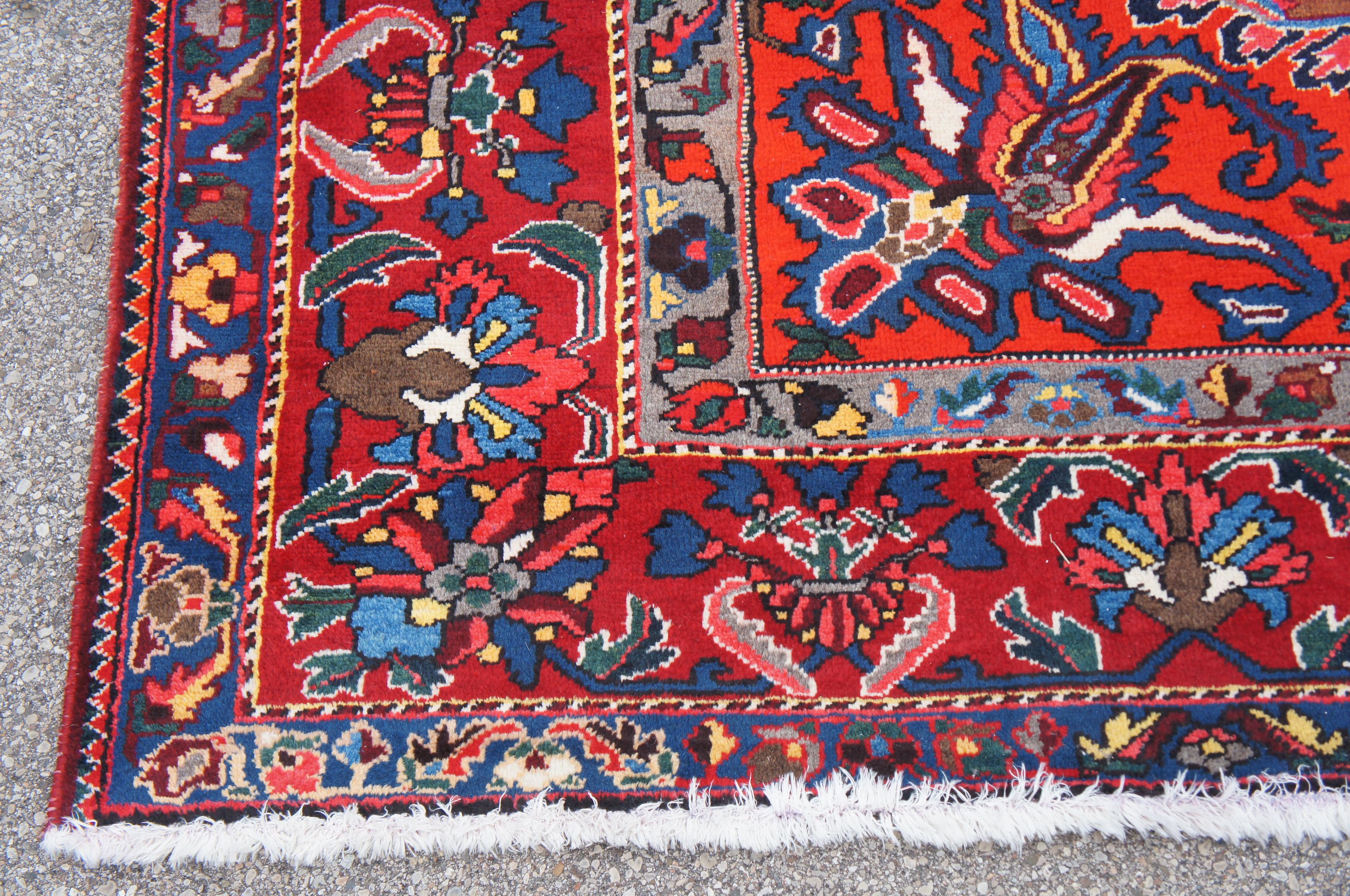 Vintage Bakhtiar Isfahan 100% Wool Floral All-Over Medallion Area Rug Carpet For Sale 3