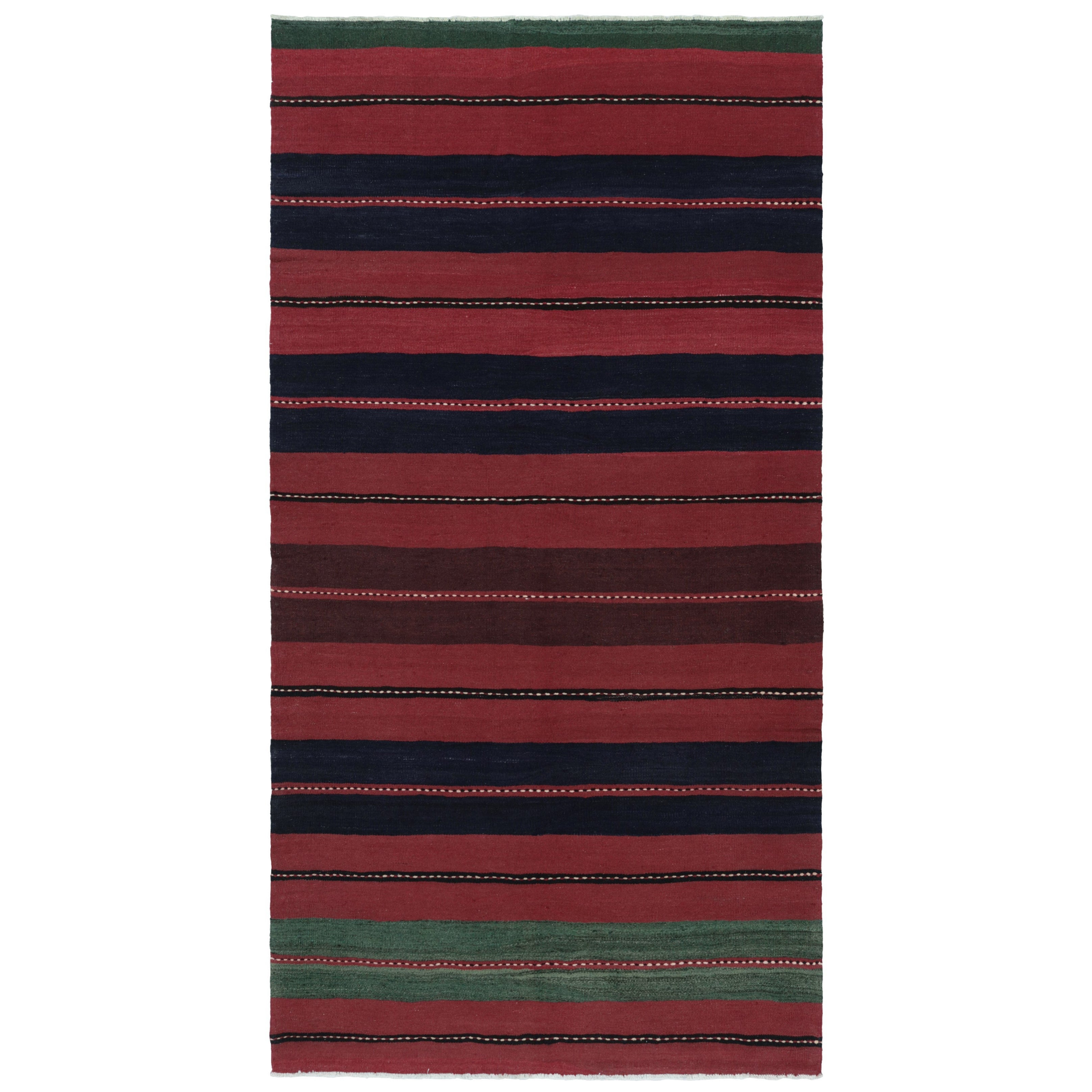 Vintage Bakhtiari Persian Kilim, Red and Black Geometric Stripes - Rug & Kilim For Sale