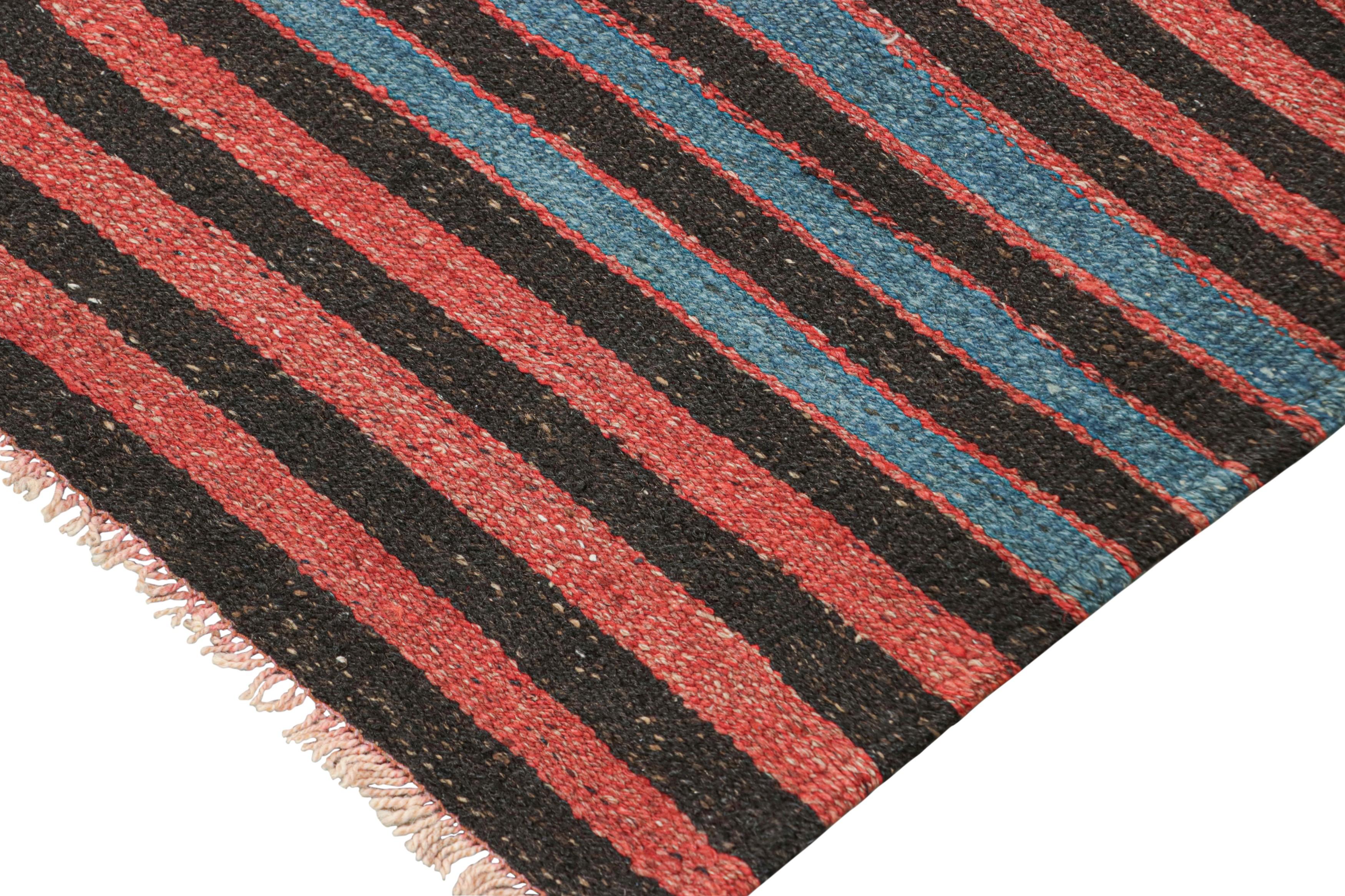 Wool Vintage Bakhtiari Persian Kilim, Red and Blue Geometric Stripes - Rug & Kilim For Sale