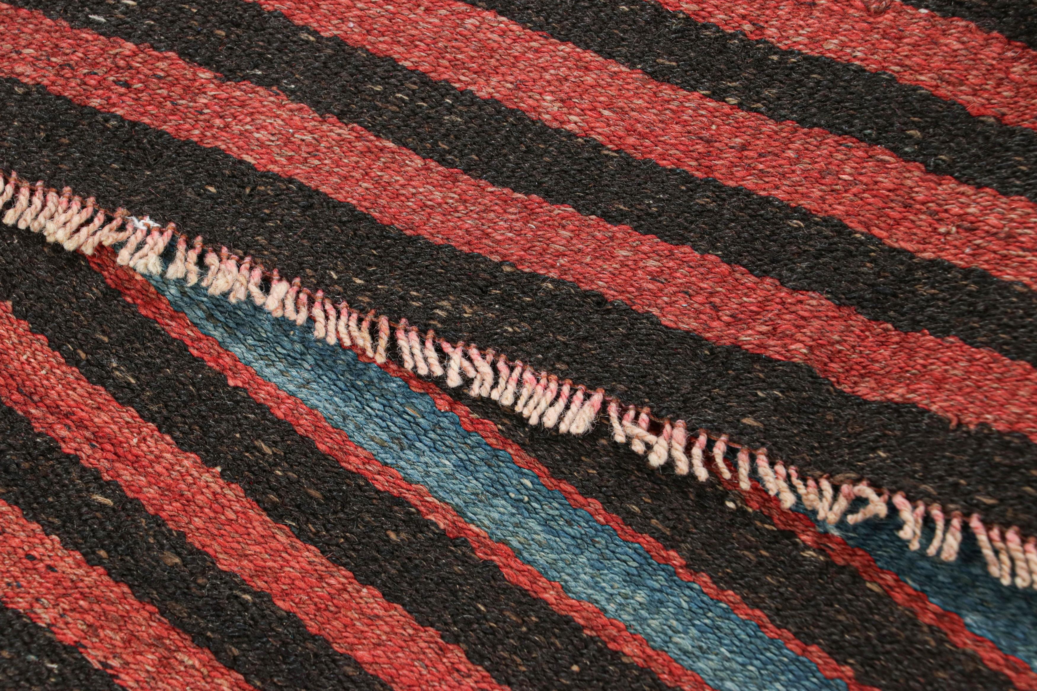 Vintage Bakhtiari Persian Kilim, Red and Blue Geometric Stripes - Rug & Kilim For Sale 1
