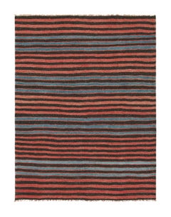 Vintage Bakhtiari Persian Kilim, Red and Blue Geometric Stripes - Rug & Kilim