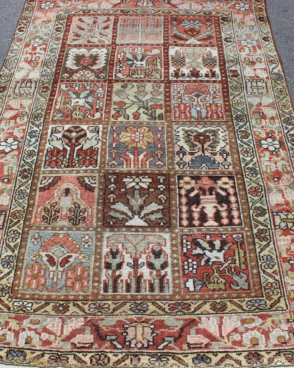 Early 20th Century Vintage Bakhtiari Rug with Garden Design For Sale