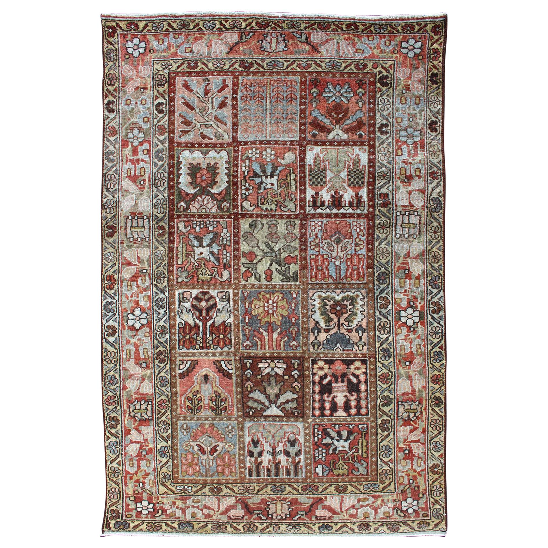 Vintage Bakhtiari Rug with Garden Design