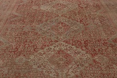 Tapis vintage de style Bakhtiari rouge avec motifs géométriques