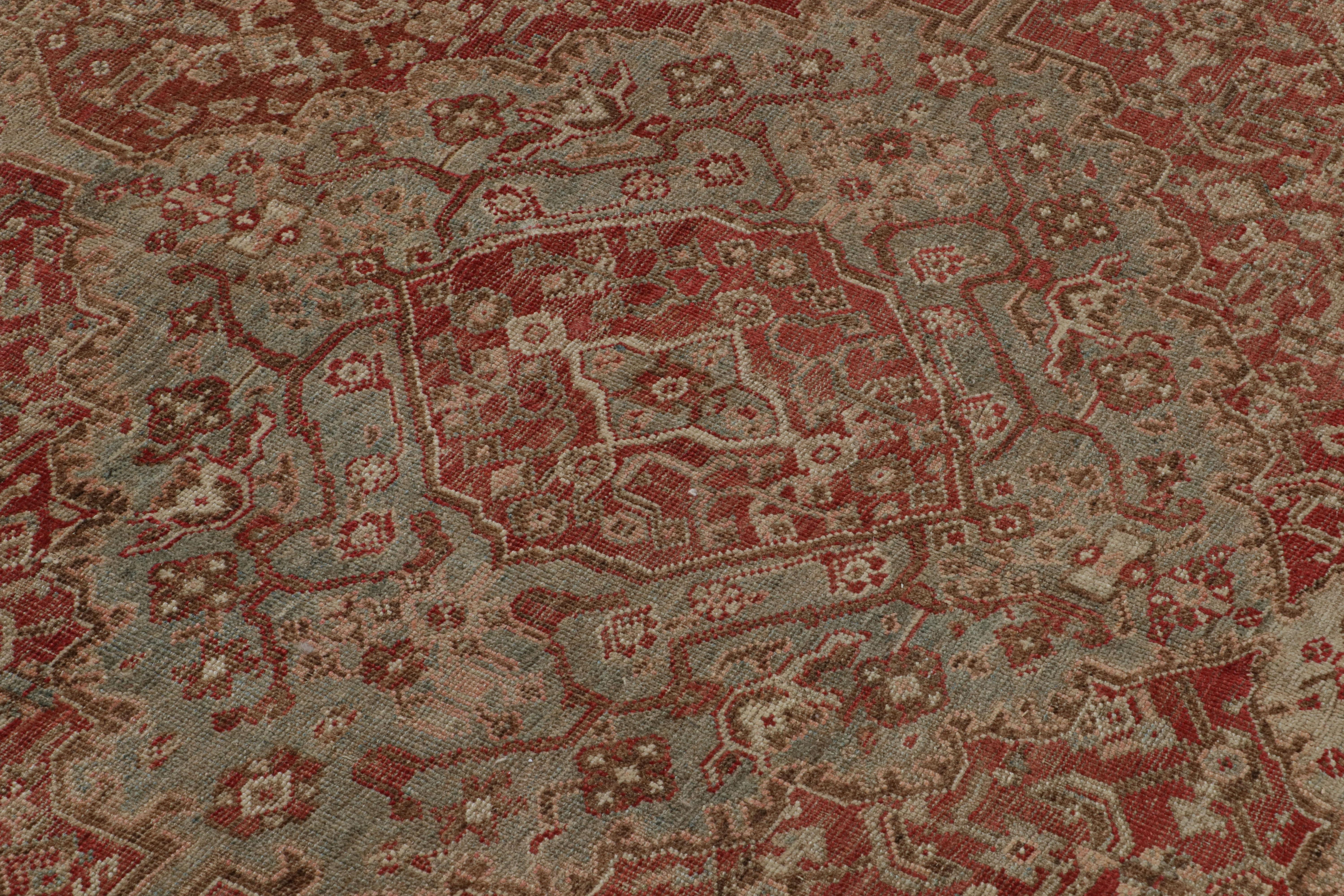 Vintage-Teppich im Bakhtiari-Stil in Rot mit geometrischen Mustern (Stammeskunst) im Angebot