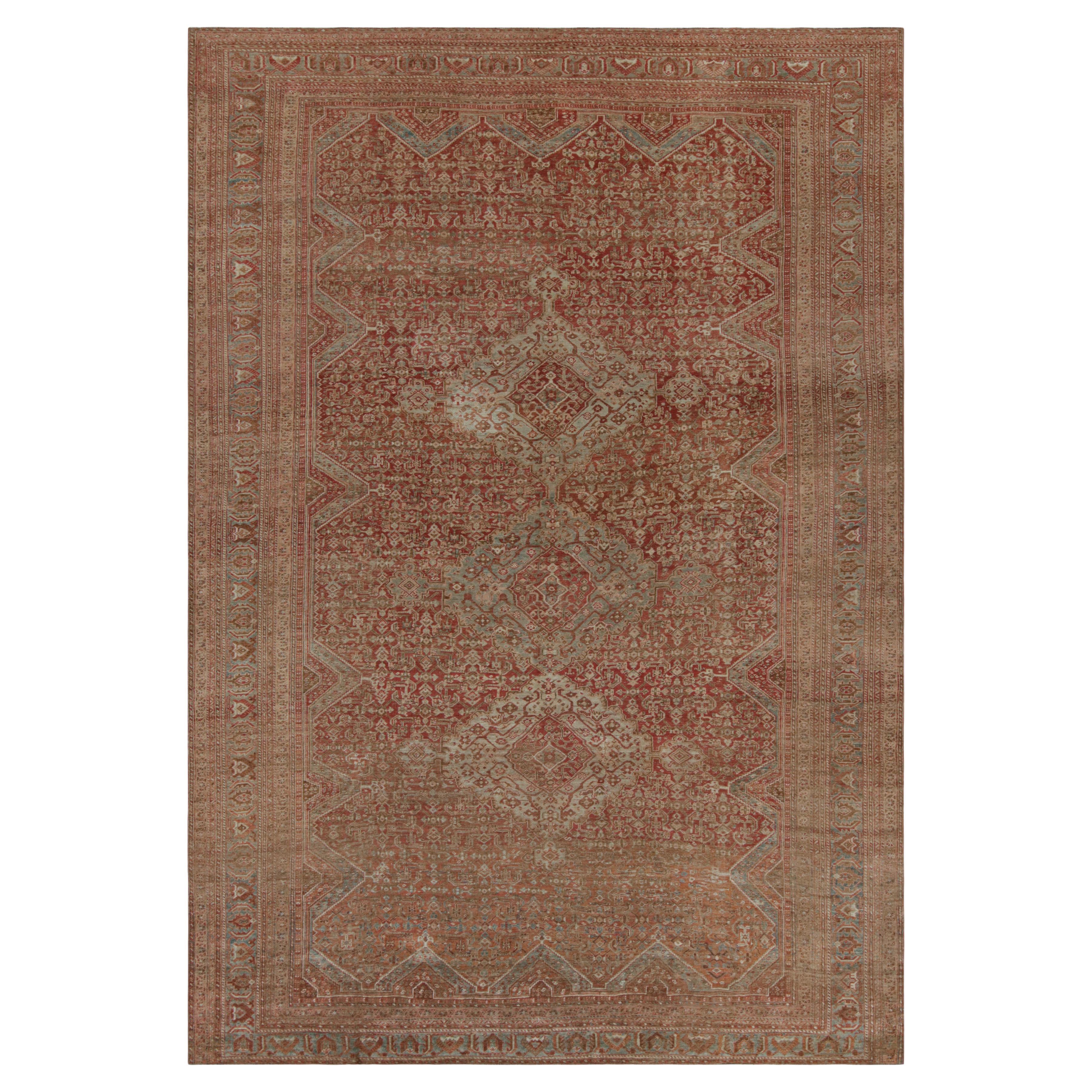 Vintage-Teppich im Bakhtiari-Stil in Rot mit geometrischen Mustern, von Rug & Kilim im Angebot