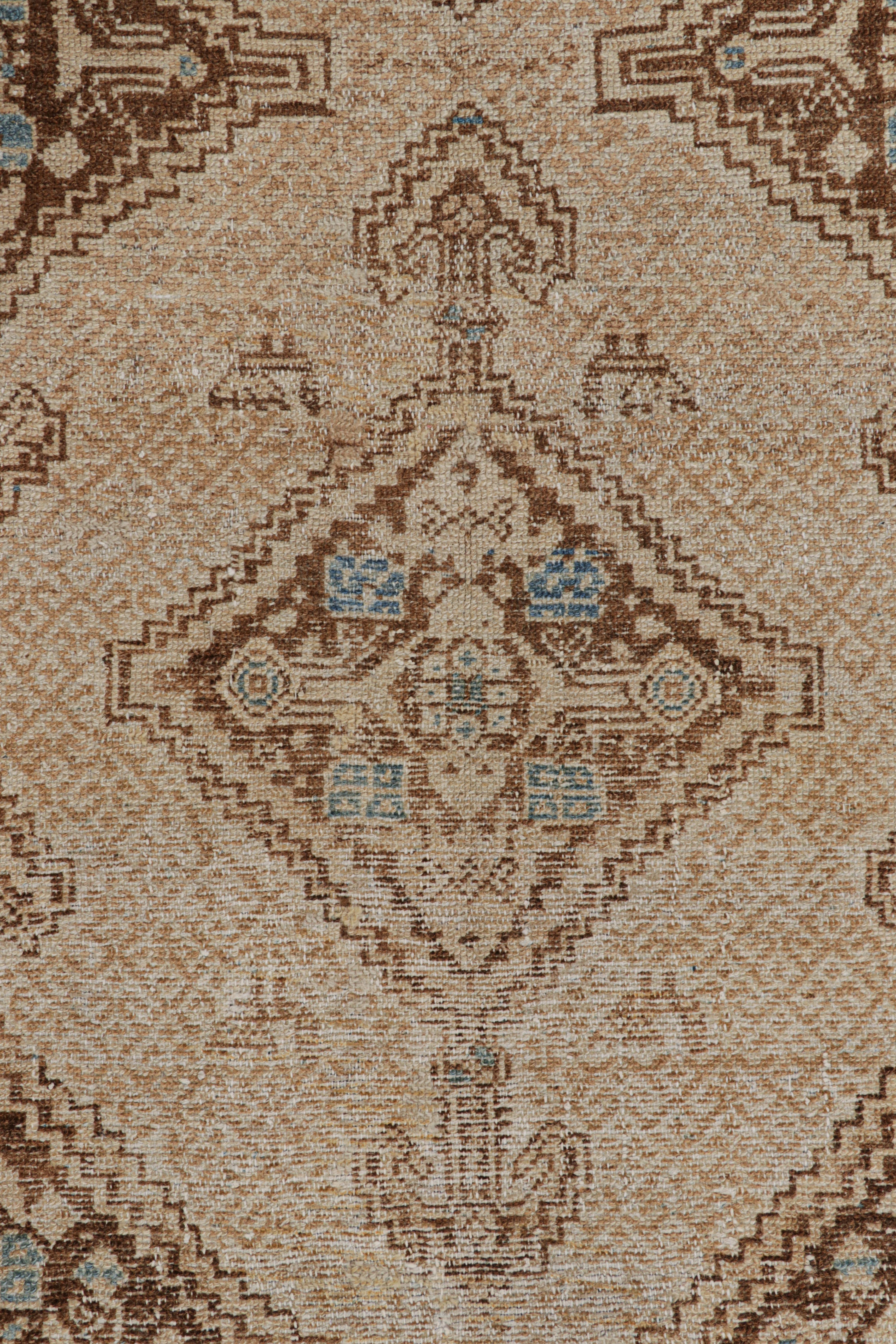 Turkish Vintage Bakhtiari Style Runner Rug in Beige-Brown Medallion from Rug & Kilim For Sale