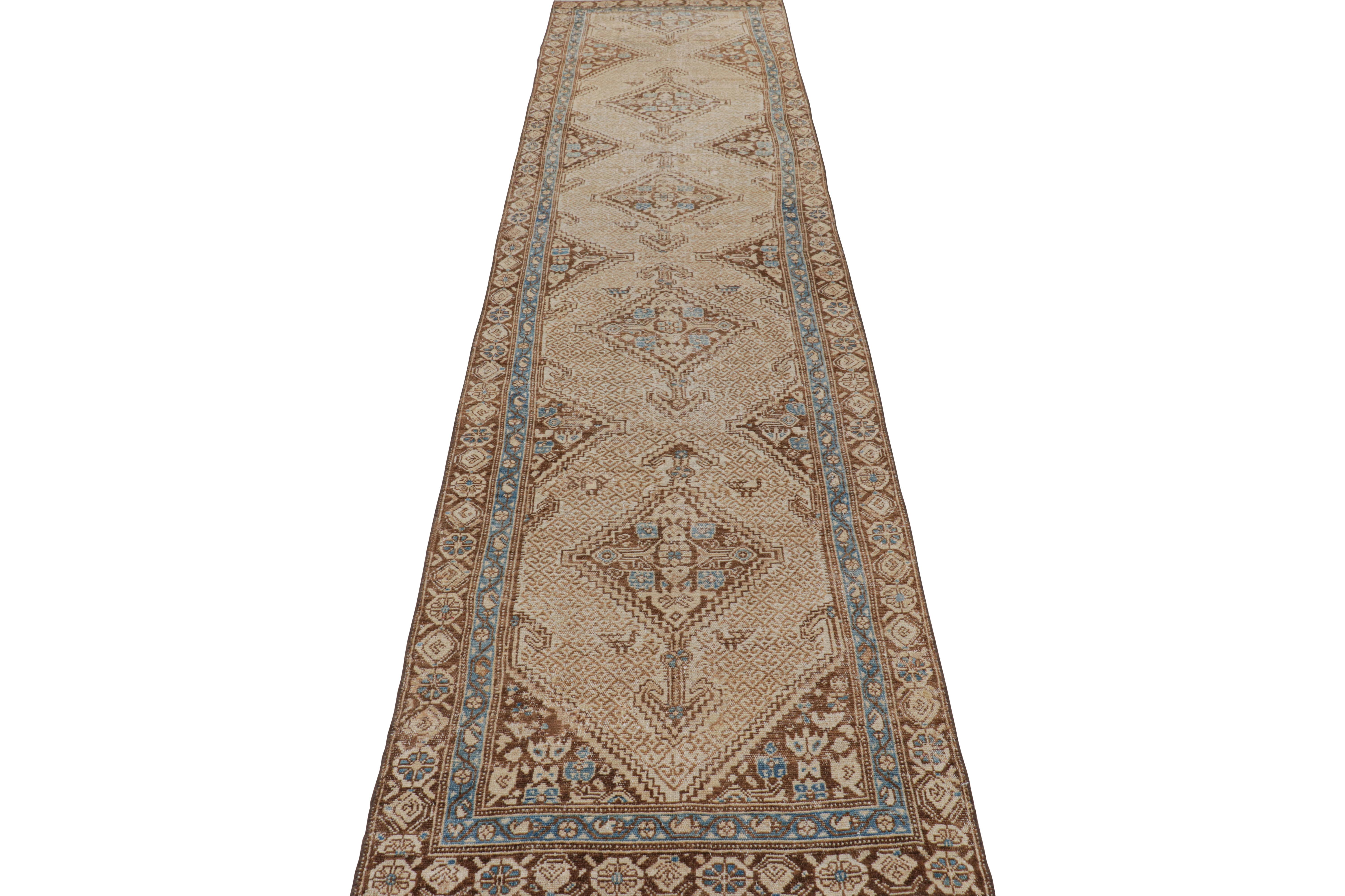 Vintage Bakhtiari Style Runner Rug in Beige-Brown Medallion from Rug & Kilim In Good Condition For Sale In Long Island City, NY