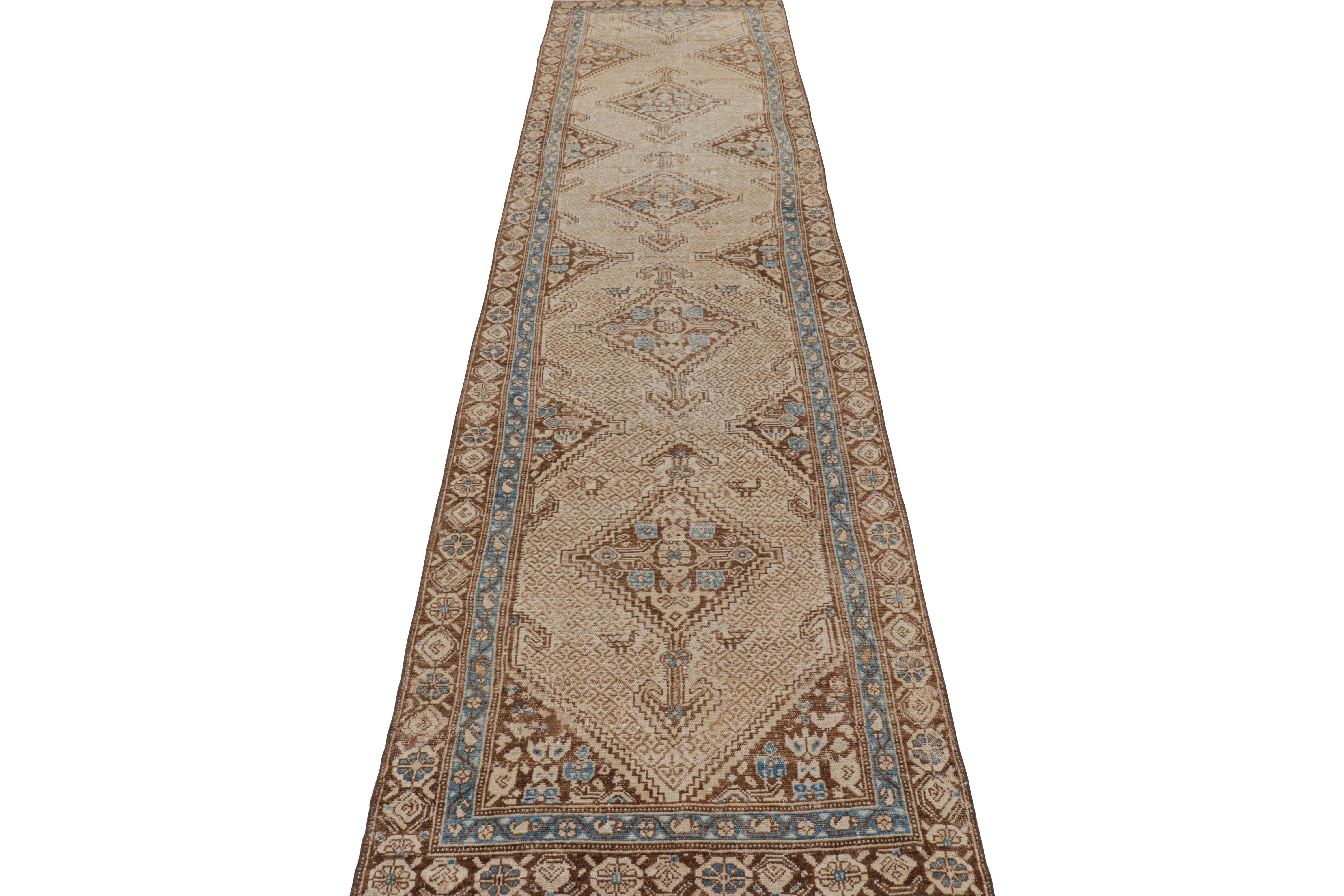 Vintage Bakhtiari Style Runner Rug in Beige-Brown Medallion from Rug & Kilim In Good Condition For Sale In Long Island City, NY