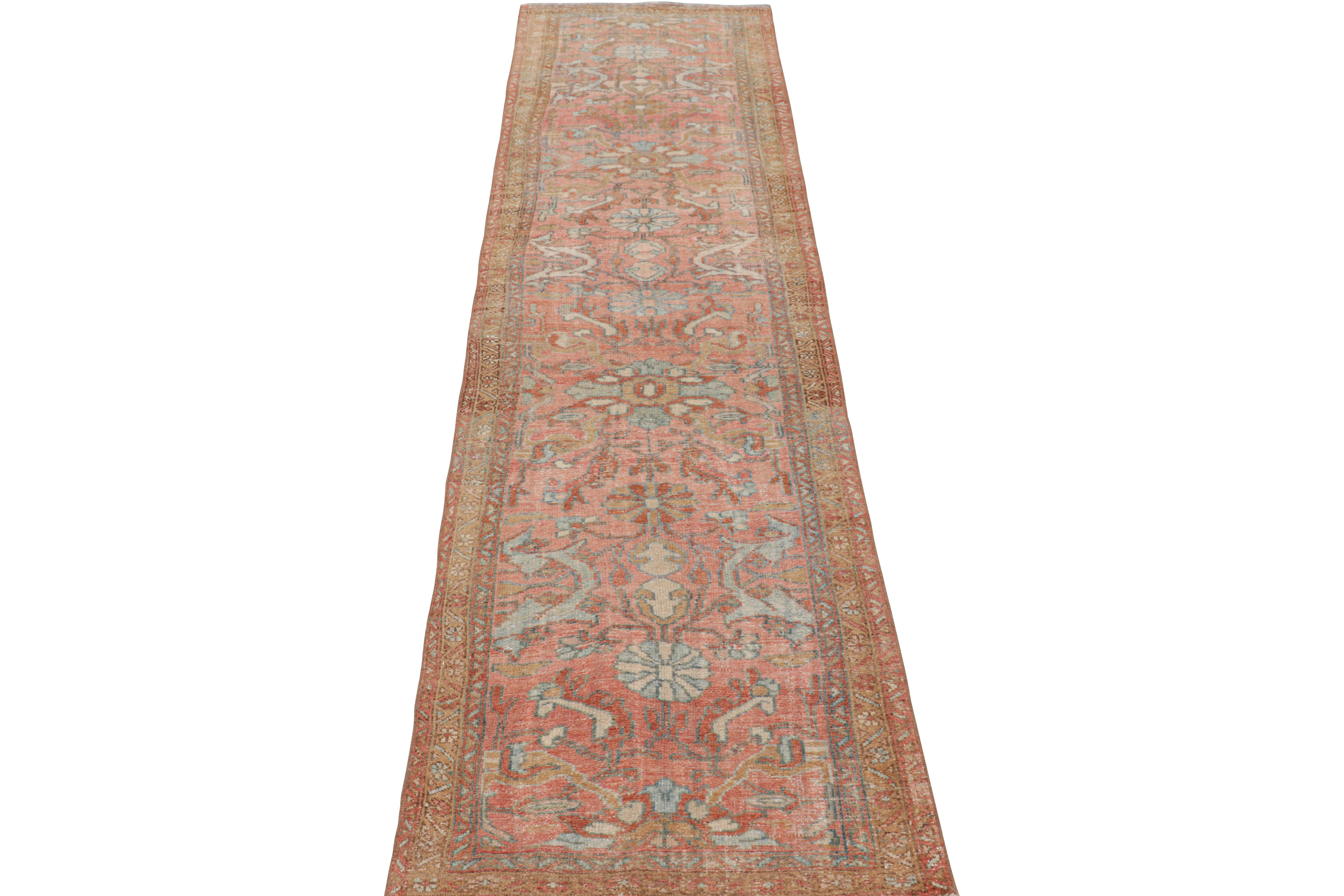 Vintage Bakhtiari Style Runner Rug in Pink with Floral Pattern, from Rug & Kilim In Good Condition For Sale In Long Island City, NY