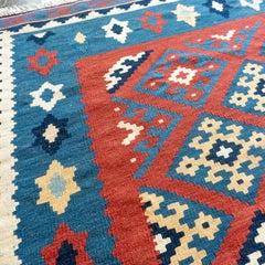 Vintage Bakhtiari-Style Tribal Kilim, Small Wool Rug, Southwest Style, c. 1950