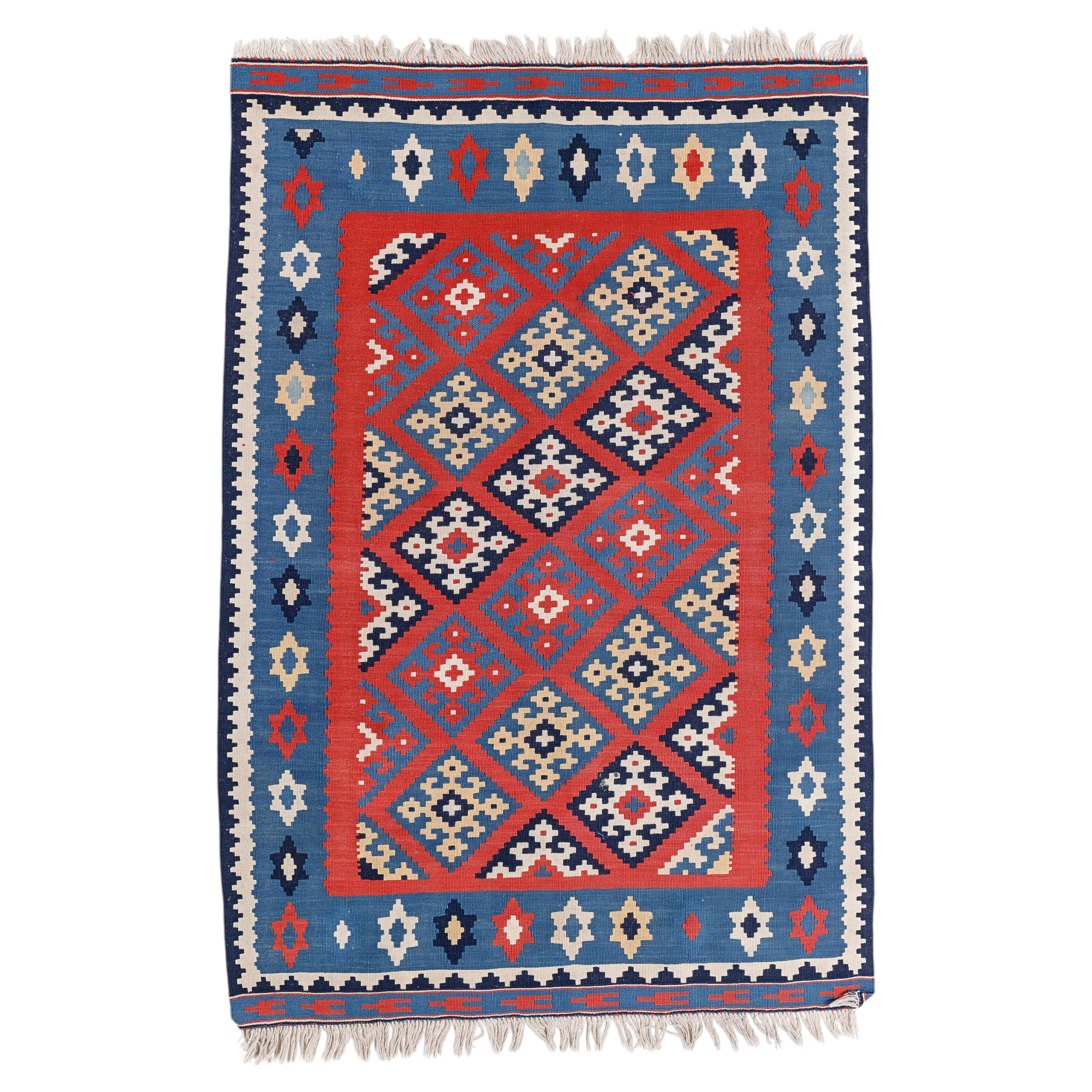 Kilim tribal vintage de style Bakhtiari, petit tapis en laine, style Sud-Ouest, vers 1950