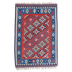 Vintage Bakhtiari-Style Tribal Kilim, Small Wool Rug, Southwest Style, c. 1950