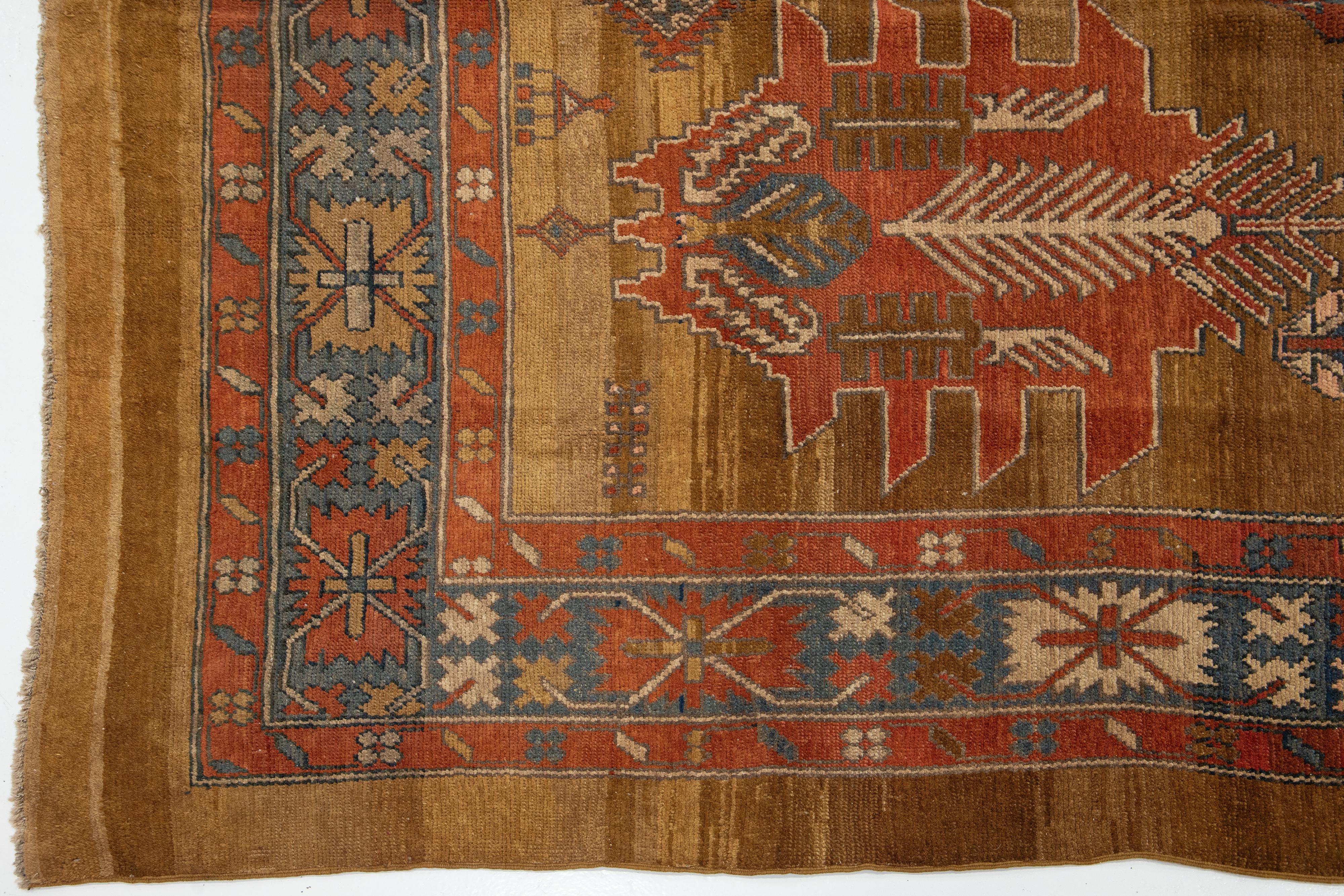 20th Century Vintage Designed Bakshaish Tribal Brown Wool Rug For Sale