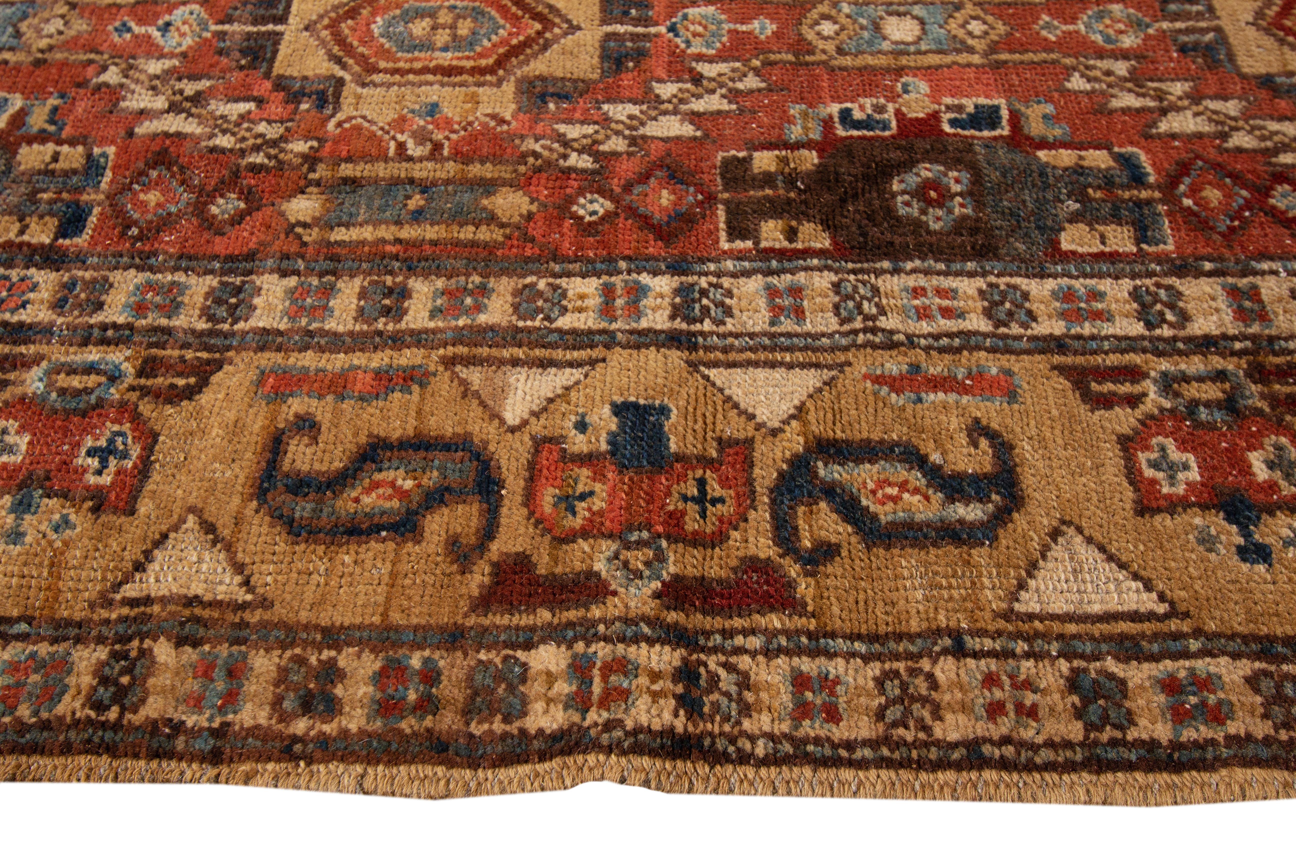 Hand-Knotted Vintage Bakshaish Tribal Wool Runner For Sale